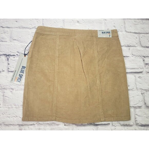 Blue Spice Full Button Down Corduroy A-Line Mini Skirt with Pockets Size 7 - Picture 3 of 4